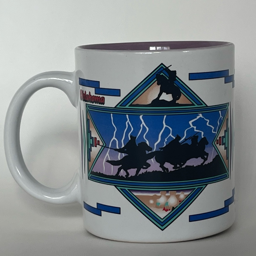 Vintage Oklahoma State Souvenir Coffee Mug Cowboys and Horses